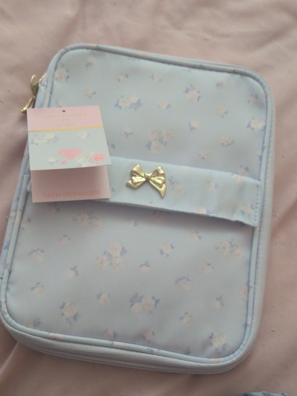 LoveShackFancy Pastel Blue Floral Tablet/Tech Sleeve Nwt